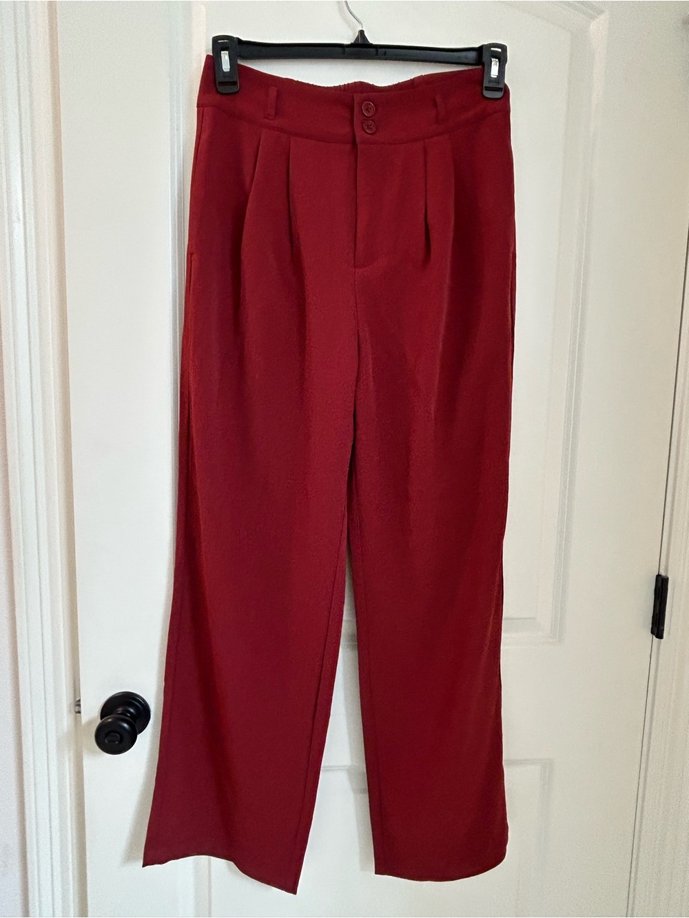 HALARA Wine-Red High Waist Pleated Wide-Leg Pants